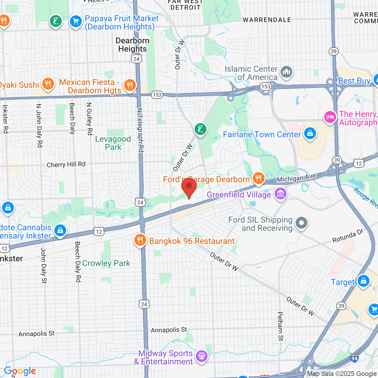 Google map image of our location in 22914 Michigan Ave Dearborn, MI
